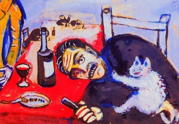 Artworks by 350 Famous Artists Painting - Man at table contemporary Marc Chagall